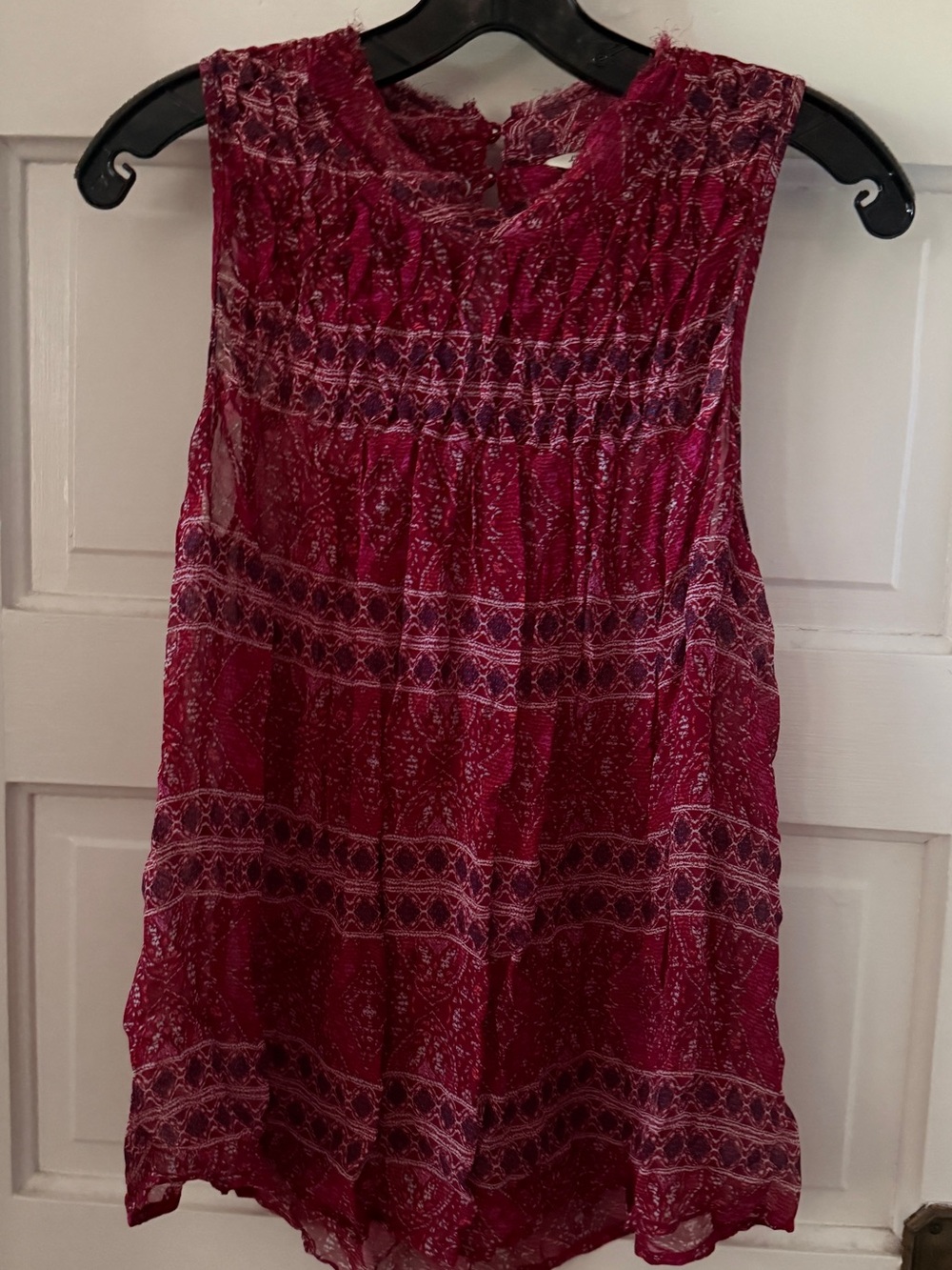 Lucky Brand Red Printed Sleeveless Blouse